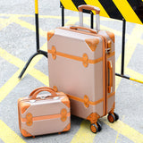 Two Piece Set Of Trolley Case,Password Lock Box,Retro Suitcase,Universal Wheel 24"Student Cute