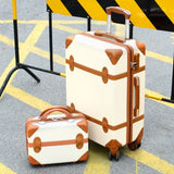 Two Piece Set Of Trolley Case,Password Lock Box,Retro Suitcase,Universal Wheel 24"Student Cute