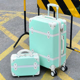 Two Piece Set Of Trolley Case,Password Lock Box,Retro Suitcase,Universal Wheel 24"Student Cute