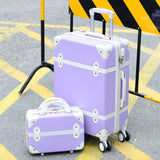 Two Piece Set Of Trolley Case,Password Lock Box,Retro Suitcase,Universal Wheel 24"Student Cute