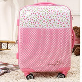 Wholesale!20 Inches Female Cute Pink Polka Dot Flower Print Abs+Pc Hardside Travel Luggage Bag On