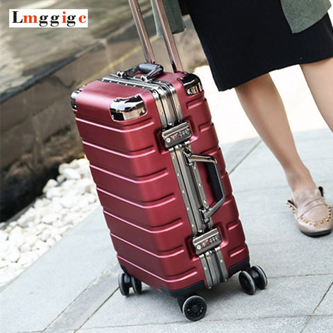20"24"Inch High Quality Aluminum Frame+Pc Shell Rolling Suitcase Travel Luggage Bag Universal Wheel
