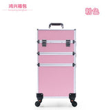 Women Large Capacity Trolley Cosmetic Case Rolling Luggage Bag,Nails Makeup Toolbox,Multi-Layer