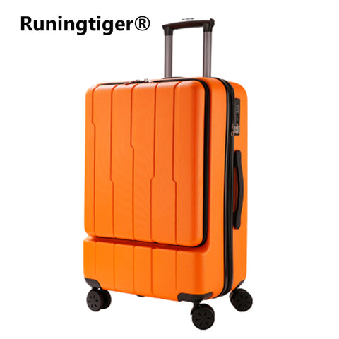 Pc + Abs Business Rolling Luggage Front Open Computer Bag Male Boarding Chassis Women'S Suitcase 24