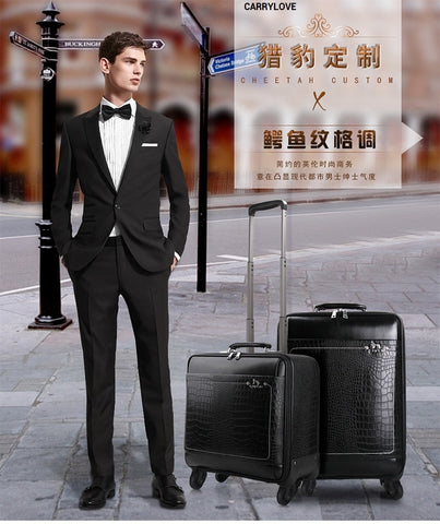 Carrylove Business Men Travel Essential 16/18/20/22 Inch Pu Rolling Luggage Spinner Brand Travel