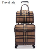 Travel Tale Retro Lattice Fashion Pvc 16/18/20/24 Inch Size Handbag Plus Rolling Luggage Spinner