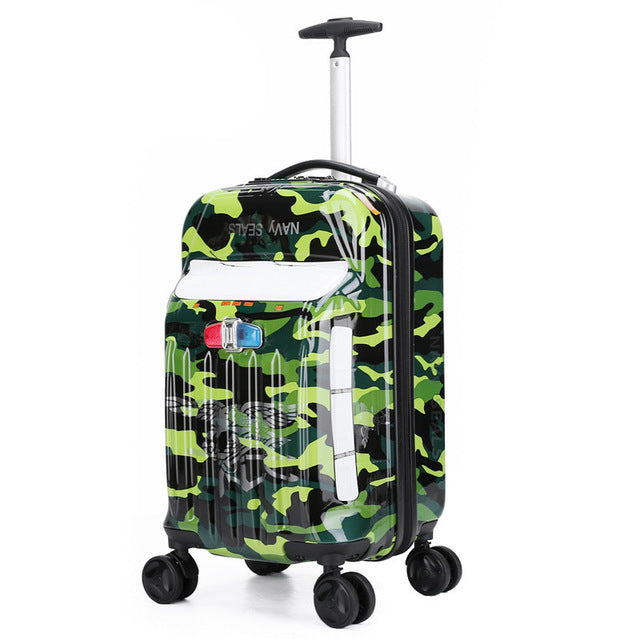 Fashion New 20Inch Boarding Case Cute Cartoon Car Shape Kids Trolley Suitcase Solid Children