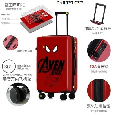Carrylove High Quality Superhero Series 18/20/24/26 Inch Size Pc+Abs Rolling Luggage Spinner