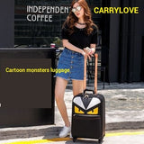 Carrylove Cartoon Monsters Luggage Series 16/20/24 Inch High Quality Pu Rolling Luggage Spinner