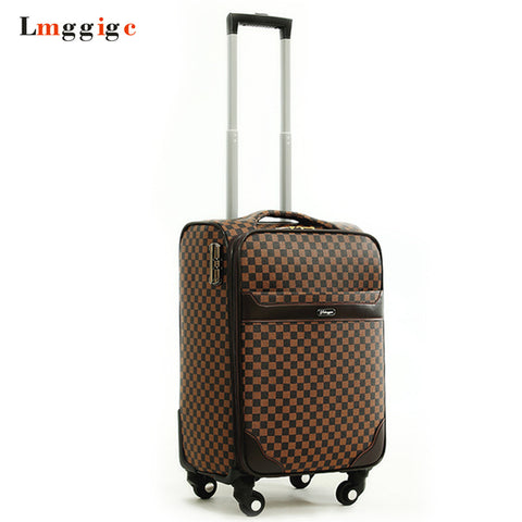 20"24"Inch Pu Leather Rolling Travel Box Luggage Bag Wheel Suitcase Tow Bag Trolley Case For
