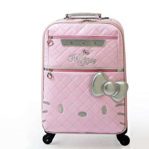 Retro Pu Leather Trave Luggage Bags On Universal Wheels,High Quality Female Hello Kitty Fashion