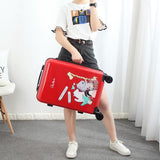 Wholesale!24 Inch Abs+Pc Red Cartoon Hardside Suitcase Good Quality,Fashion Universal Trolley