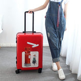 Wholesale!24 Inch Abs+Pc Red Cartoon Hardside Suitcase Good Quality,Fashion Universal Trolley