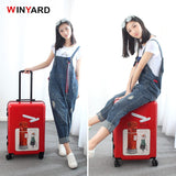 Wholesale!24 Inches Female Retro Red Uk Fashion Travel Trolley Luggage On Universal Wheels,Uk