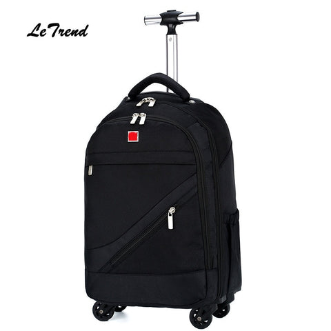 Letrend Business Oxford Shoulder Travel Bag Large Capacity Backpack Rolling Luggage Spinner Trolley