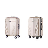 Scratch-Durable Luggage,22"/24"Retro Universal Wheel Aluminum Suitcase,Leather Trunk,High-Grade