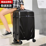 Scratch-Durable Luggage,22"/24"Retro Universal Wheel Aluminum Suitcase,Leather Trunk,High-Grade
