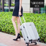 Scratch-Durable Luggage,22"/24"Retro Universal Wheel Aluminum Suitcase,Leather Trunk,High-Grade