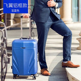 Scratch-Durable Luggage,22"/24"Retro Universal Wheel Aluminum Suitcase,Leather Trunk,High-Grade