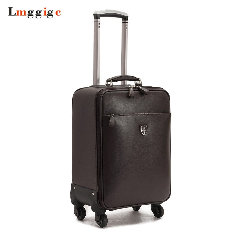 Pu Leather Suitcase,Men Rolling Luggage Bag,High Quality Travel Box,Whell Trolley ,Carry-On Case