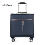 Letrend Business Rolling Luggage Spinner 18 Inch Pu Carry Ons Trolley High-Grade Travel Bag Men