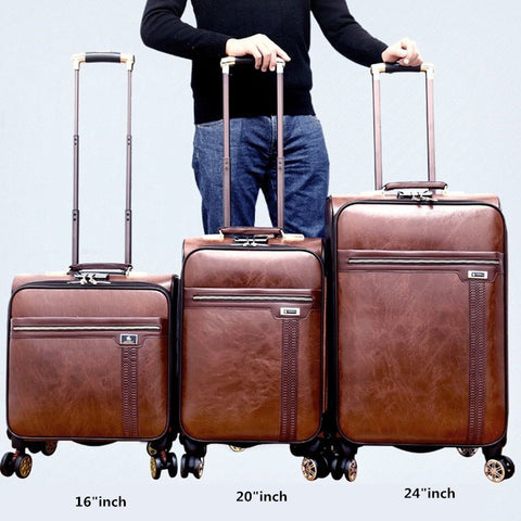 Retro Suitcase, Portable Luggage,20"Business Boarding Box,Password Trunk,Pu Leather Classic Trolley