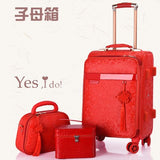Red Suitcase Wedding Trolley Case Woman Luggage Bride Dowry Box Classic Travel Suitcase Set Spinner