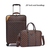 Rolling Luggage Set Travel Suitcase Set With Handbag,Wheels Carry-On,Pvc Leather Spinner Women