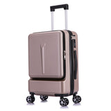 Pc+Abs Business Rolling Luggage Front Open Computer Bag Male 20"Boarding Chassis Women'S Suitcase