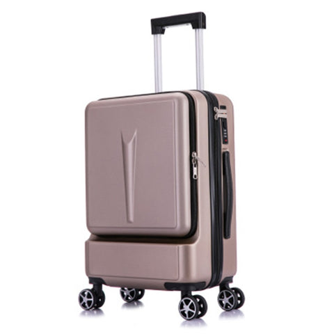 Pc+Abs Business Rolling Luggage Front Open Computer Bag Male 20"Boarding Chassis Women'S Suitcase