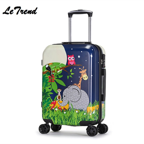 New Fashion 20Inch Cute Cartoon Suitcases Wheel Kids Car/Dinosaur Rolling Luggage Spinner Trolley