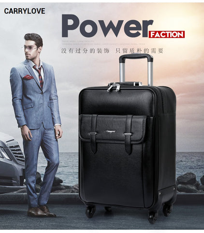 Carrylove 2018 Business Luggage 16/20/24 Size High-Quality Pu Rolling Luggage Spinner Brand
