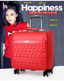 Carrylove Fashion Luggage 16/20/24 Size High-Quality Red Pu Rolling Luggage Spinner Brand Travel