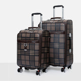 Rolling Luggage,Pu Trolley Case,Business Trunk,24Inch Fashion Grid Travel Suitcase,20Inch