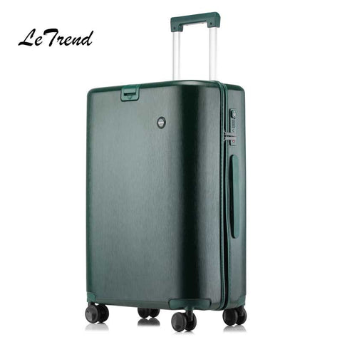 Letrend Stylish Cylindrical Rolling Luggage Spinner Women Suitcases Wheels Cabin Trolley Travel Bag
