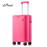 Letrend Stylish Cylindrical Rolling Luggage Spinner Women Suitcases Wheels Cabin Trolley Travel Bag