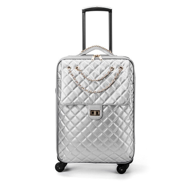 Luxury Pu Rolling Luggage Travel Suitcase Set Spinner Women Trolley  Case/Bag 24Inch Wheels Man