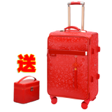 Red Suitcase Wedding Trolley Case Woman Luggage Bride Dowry Box Classic 24" Travel Suitcase Set