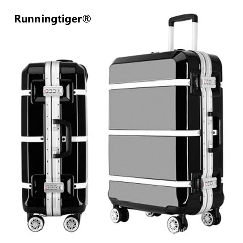 Fashion 24 "26" Inch Rolling Luggage Trolley Case Aluminium Frame 20Inch Women Boarding Bag