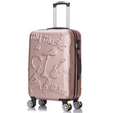 Wholesale!24Inches Fashion Music Printed Hardside Travel Luggage On Universal Wheels For Men And