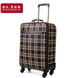 Plaid Trolley Luggage Female Universal Wheels Travel Bag Soft Box Commercial Luggage Leather Bags
