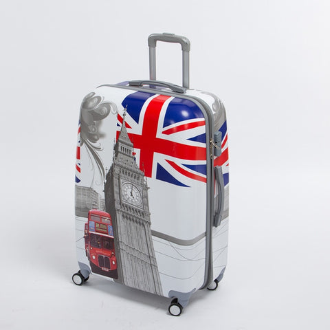 24 Inch Pc Male And Female Hardside Trolley Luggage On Universal Wheels,Uk Flag,London Tower,London