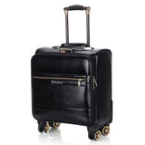 Business Men'S Pu Luggage,Universal Wheel Trolley Case,Travel Suitcase Portable Luggage Bag,Cross