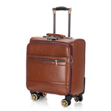Business Men'S Pu Luggage,Universal Wheel Trolley Case,Travel Suitcase Portable Luggage Bag,Cross