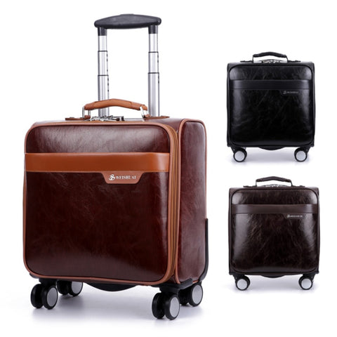 Retro Square Trolley Case,18 Inch Boarding Box,Universal Plane Wheel Travel Soft Trunk,Male And