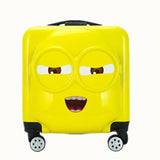 Traveling Luggage Bags With Wheels Minions Children Draw-Bar Box Cartoon 3D 18 Inch Spinner Hard
