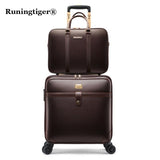Luxury Suitcase Set Men Women 'S Travel Luggage Waterproof Pvc Leather Box Wheel 16"20"24" Inch