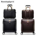 Rolling Luggage Set,High Quality Pu Leather Travel Suitcase Bag With Handbag,Wheels