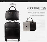 Rolling Luggage Set,High Quality Pu Leather Travel Suitcase Bag With Handbag,Wheels