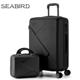 Seabird 2Pcs/Set 14Inch Cosmetic Bag 20/22/24/26 Inch Girl Trolley Case Abs+Pc Students Travel